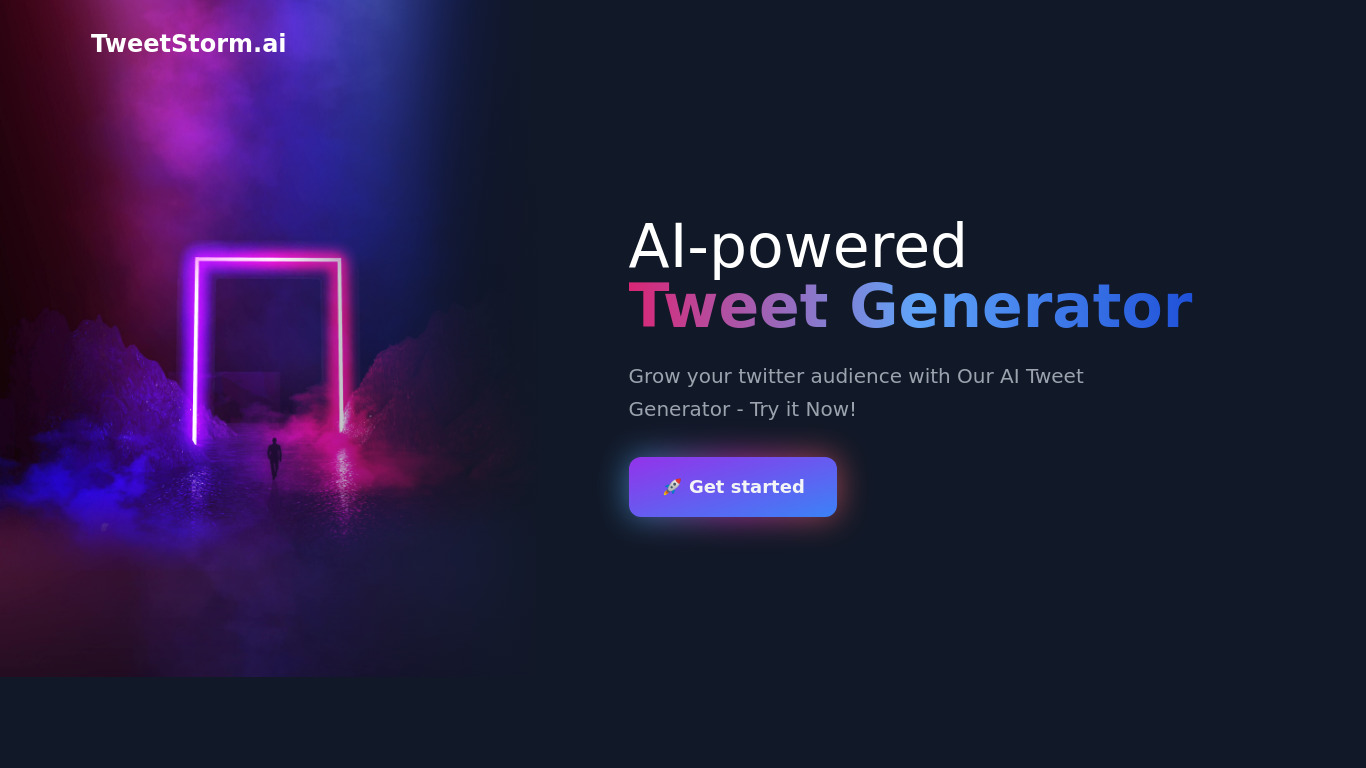 TweetStorm.ai Landing page