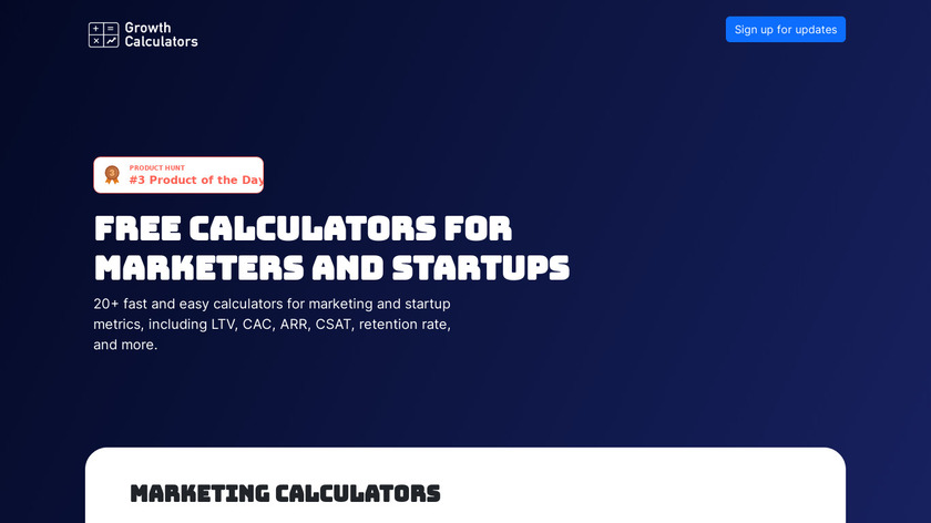 Growth Calculators Landing Page