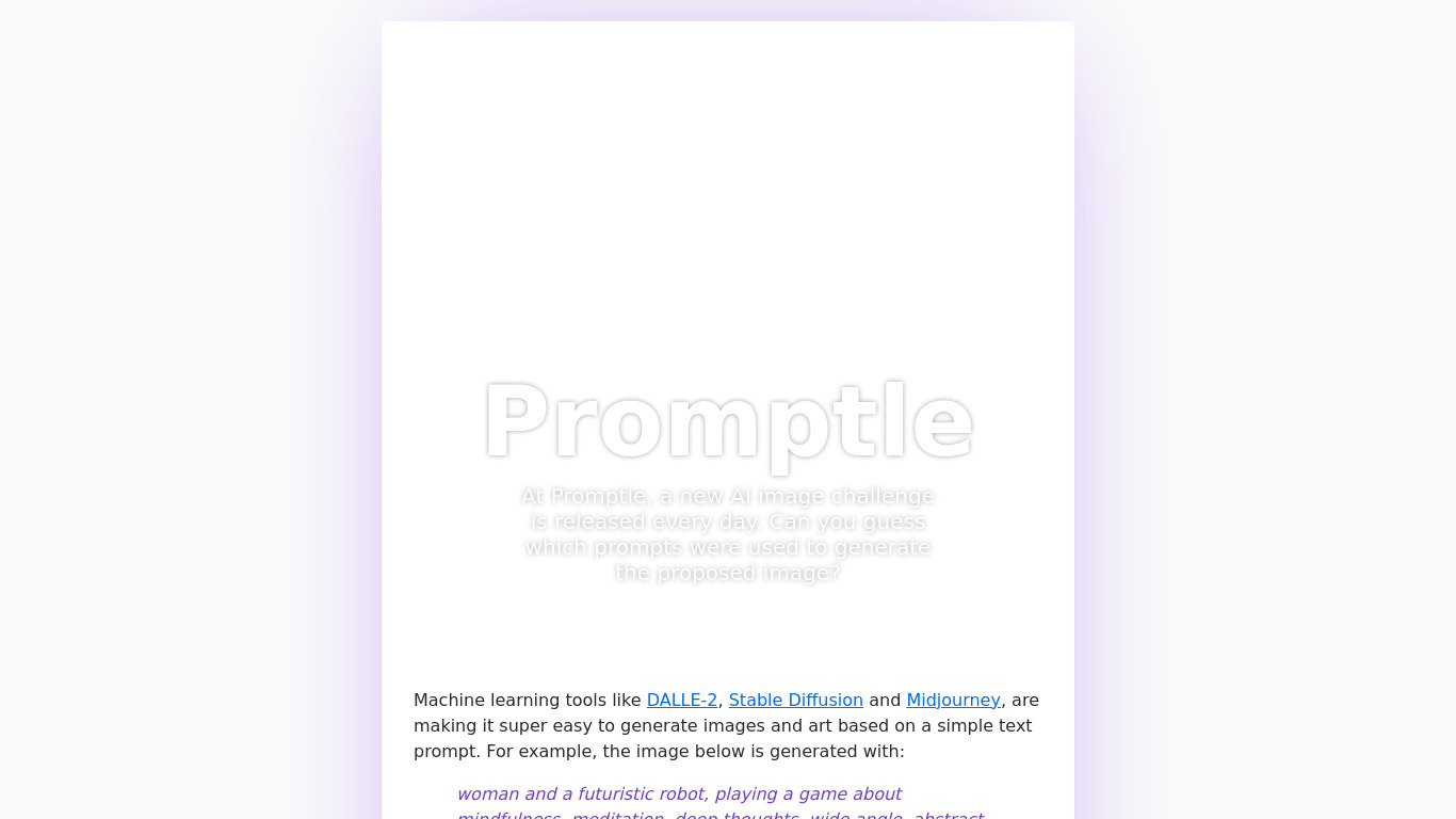 Promptle Landing page