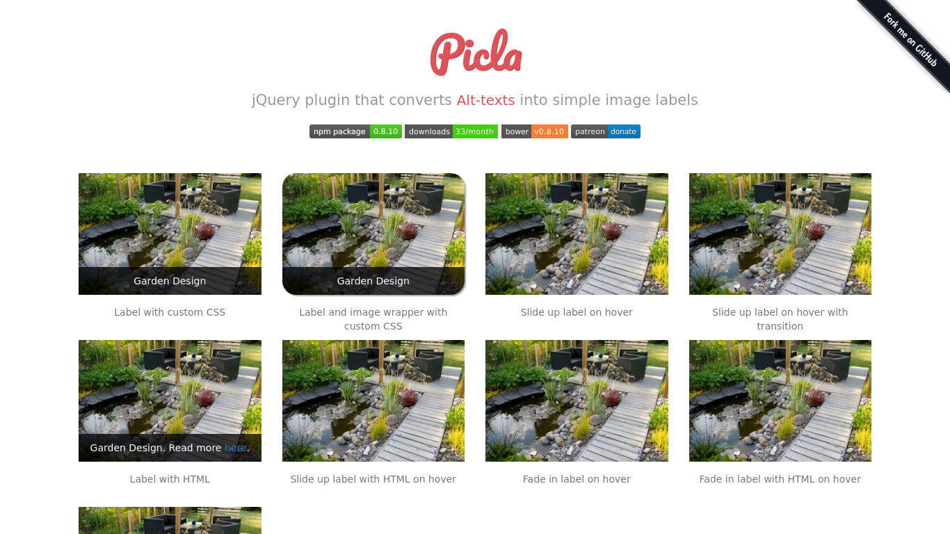 picla Landing page