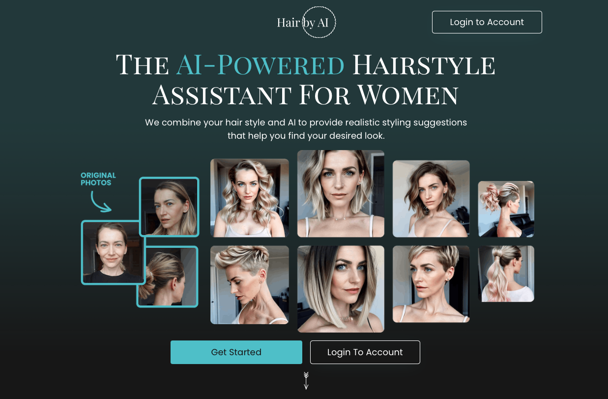 Hair by AI Landing page