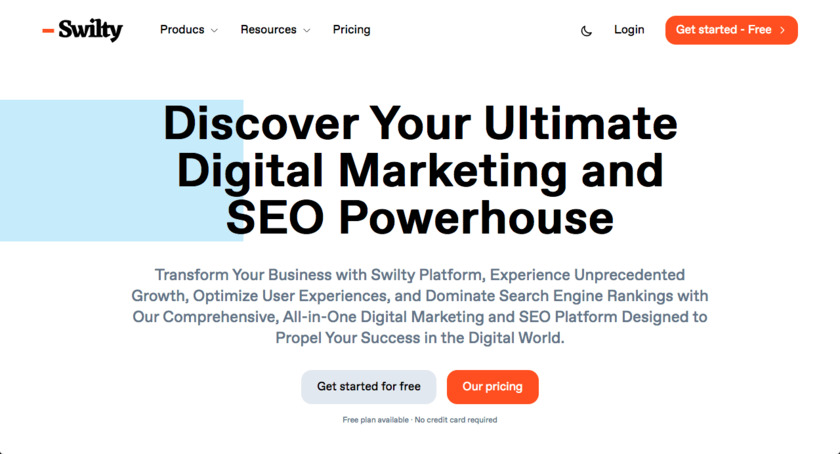 Swilty Platform Landing Page