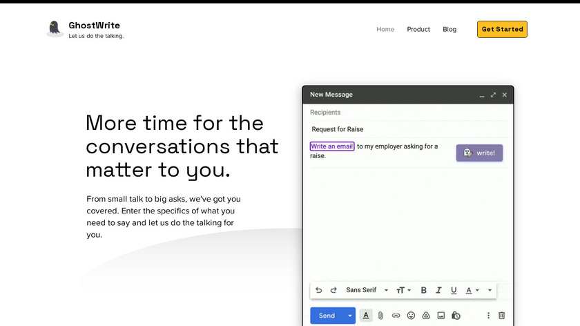 Ghostwrite: ChatGPT Email Assistant Landing Page