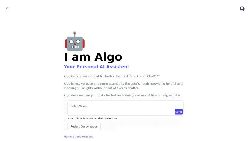 Algo by ChatBotKit Landing Page