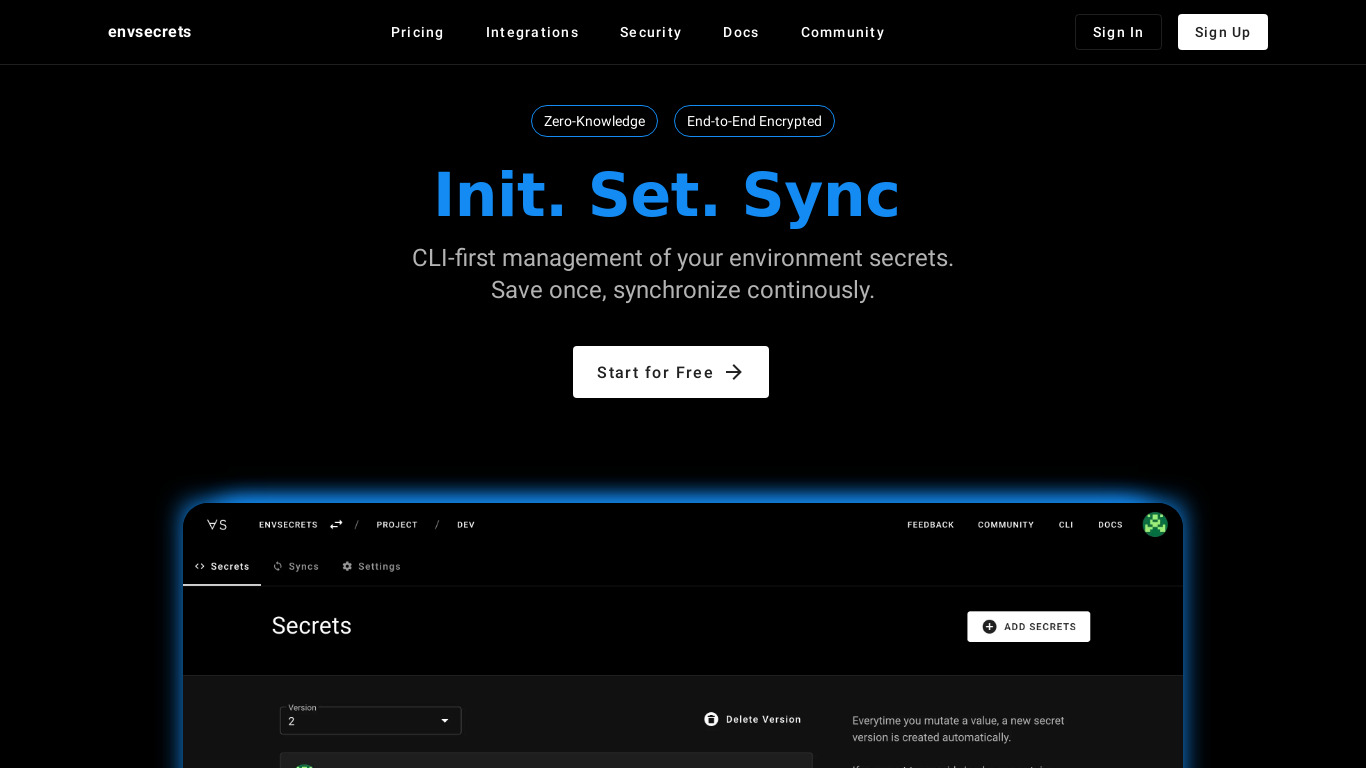 envsecrets Landing page