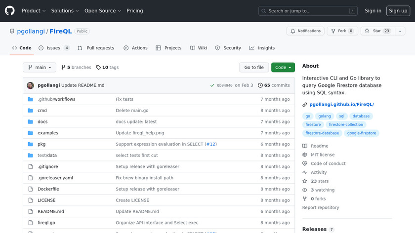 FireQL Landing Page