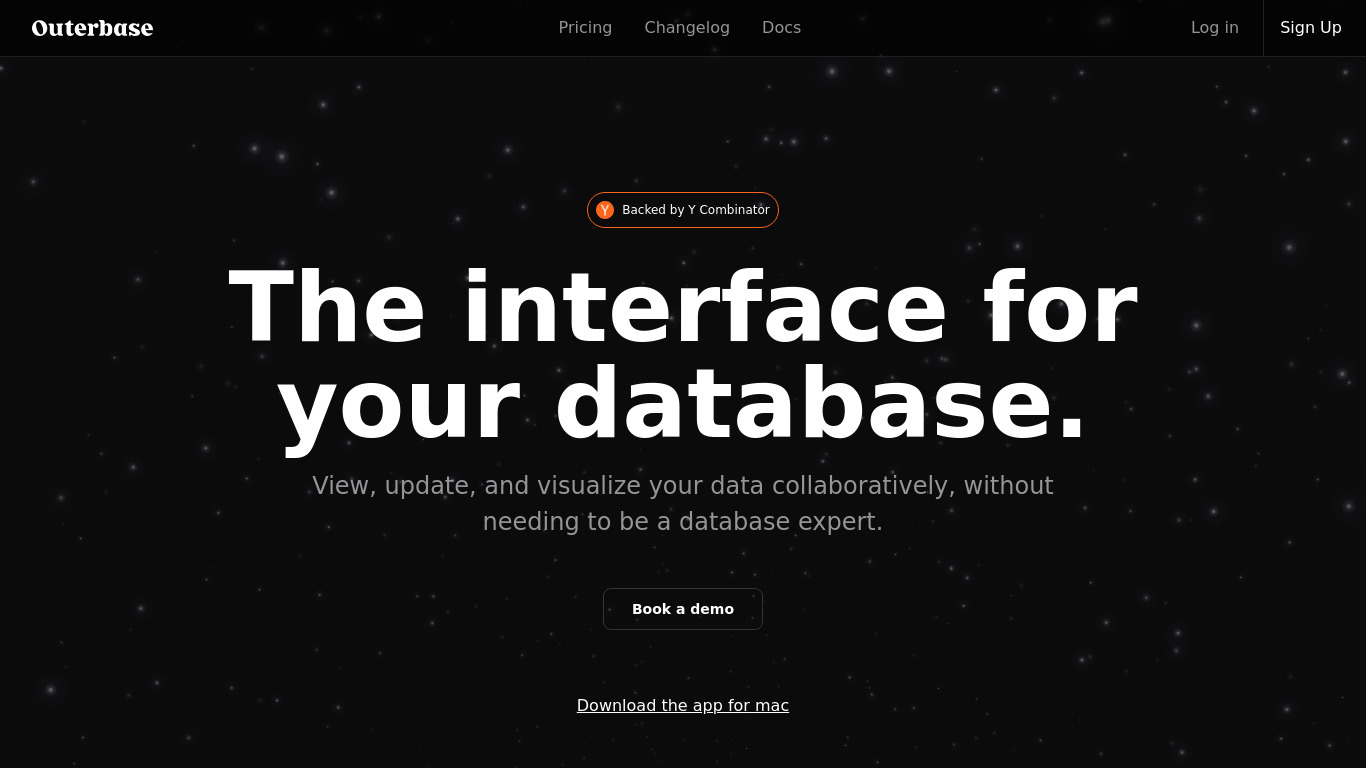 Outerbase Landing page