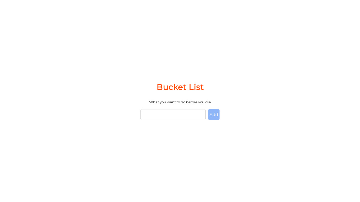 Bucket List Landing page