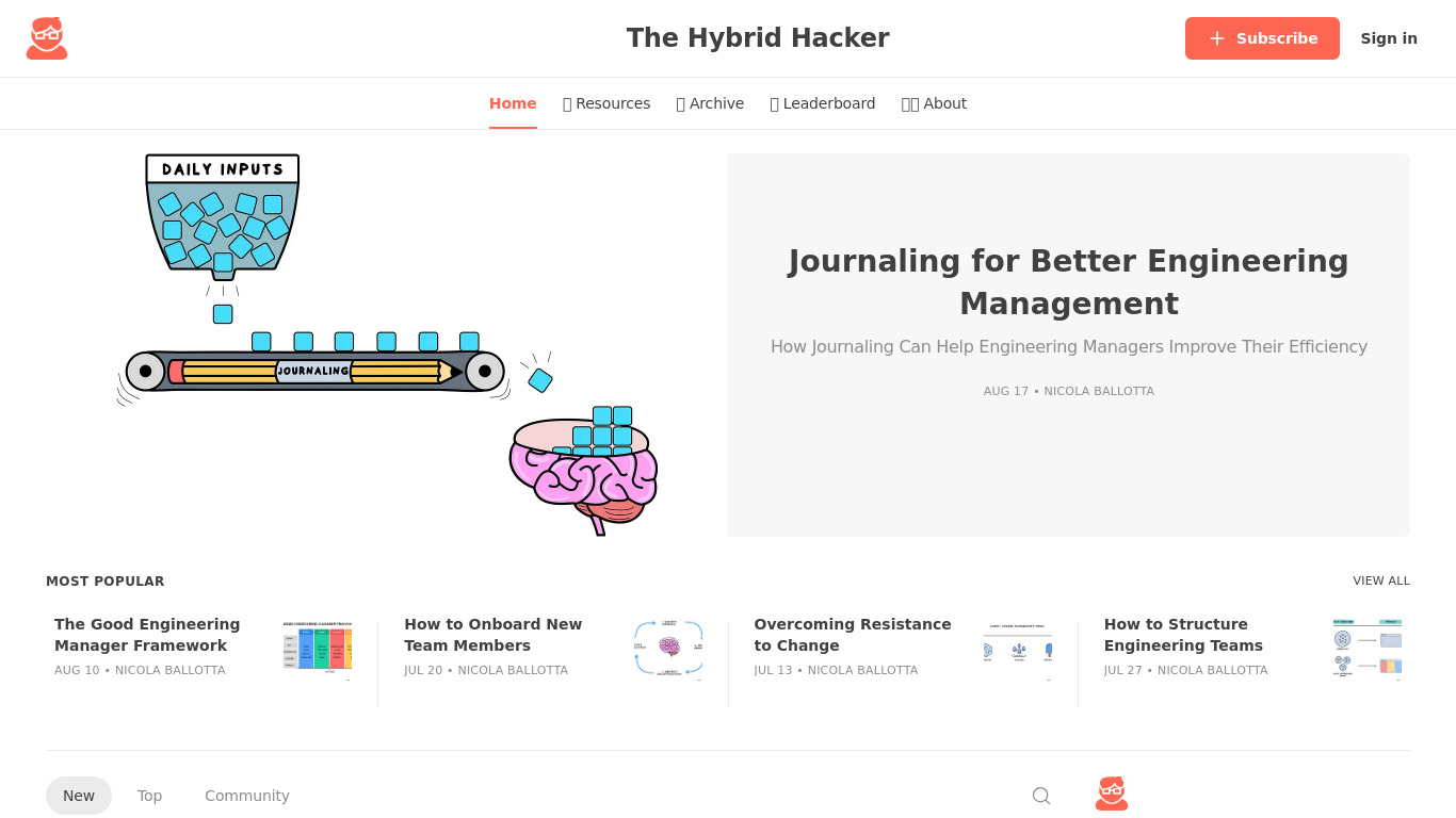 The Hybrid Hacker Landing page