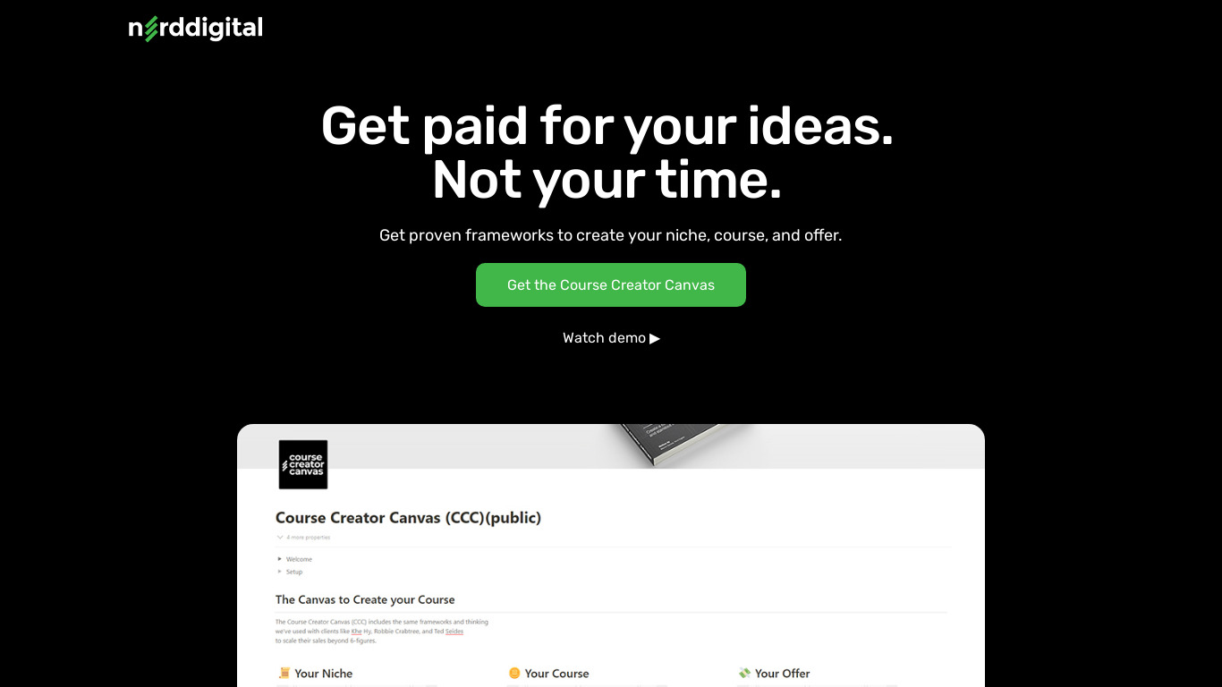 Course Creator Canvas Landing page