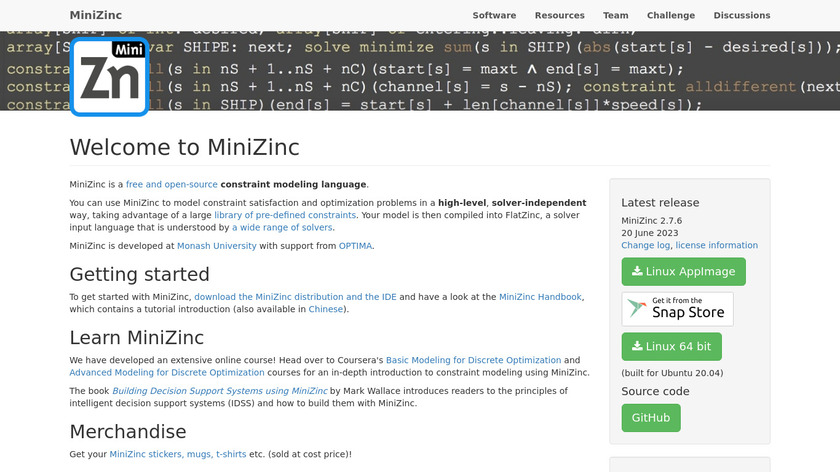 MiniZinc Landing Page