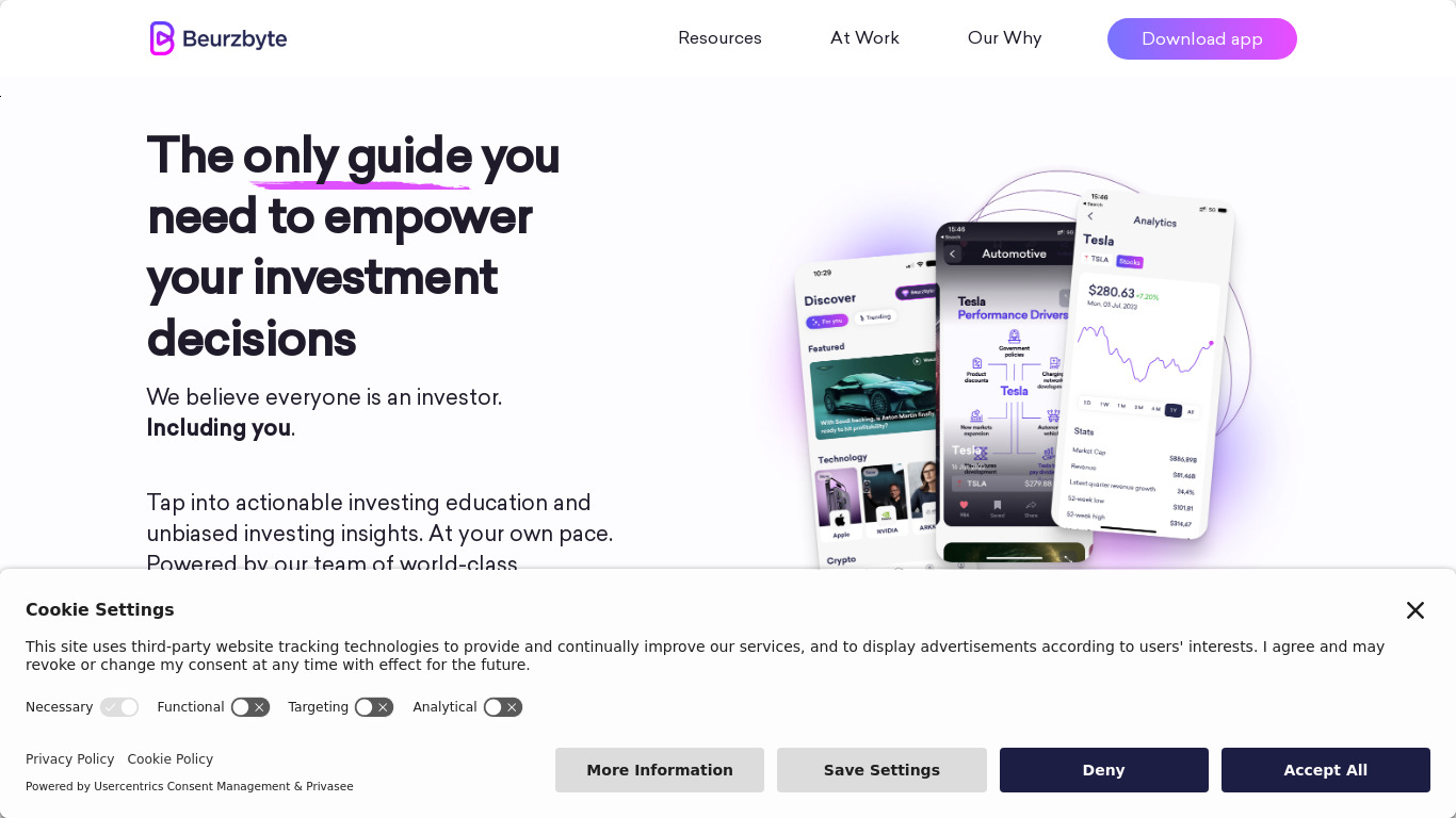 Beurzbyte Landing page