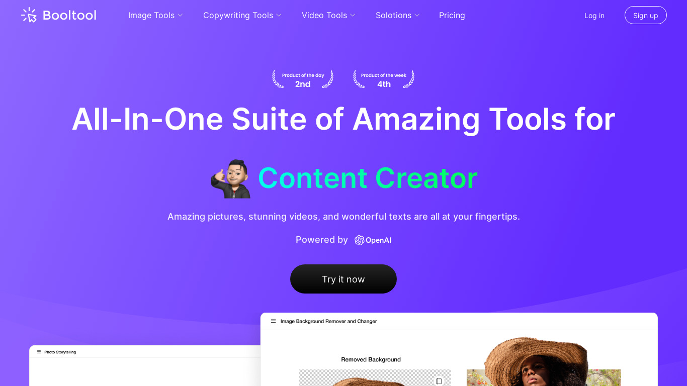 Booltool Landing page
