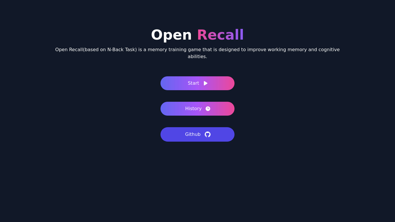 Open Recall Landing page