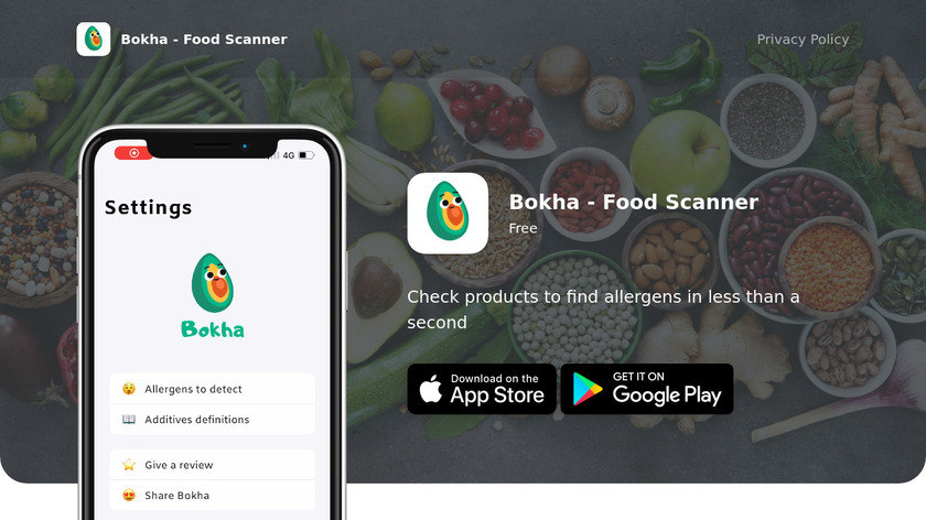 Bokha - Food Scanner Landing Page