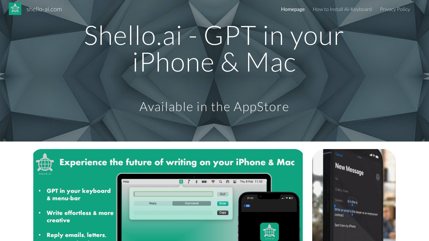 Shello.ai (Desktop) Landing page