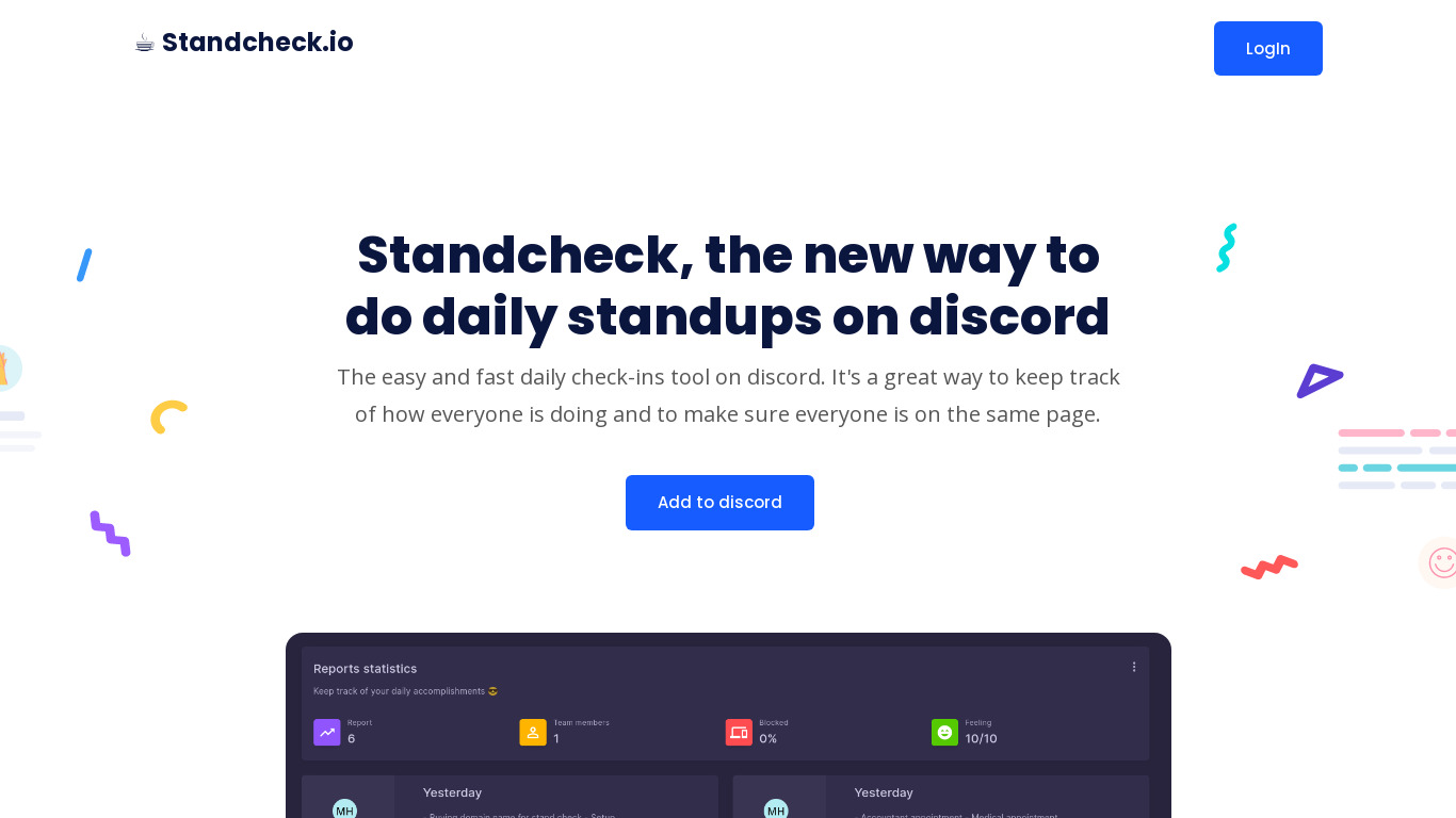 Standcheck Landing page