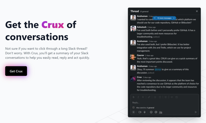 Crux App Landing Page