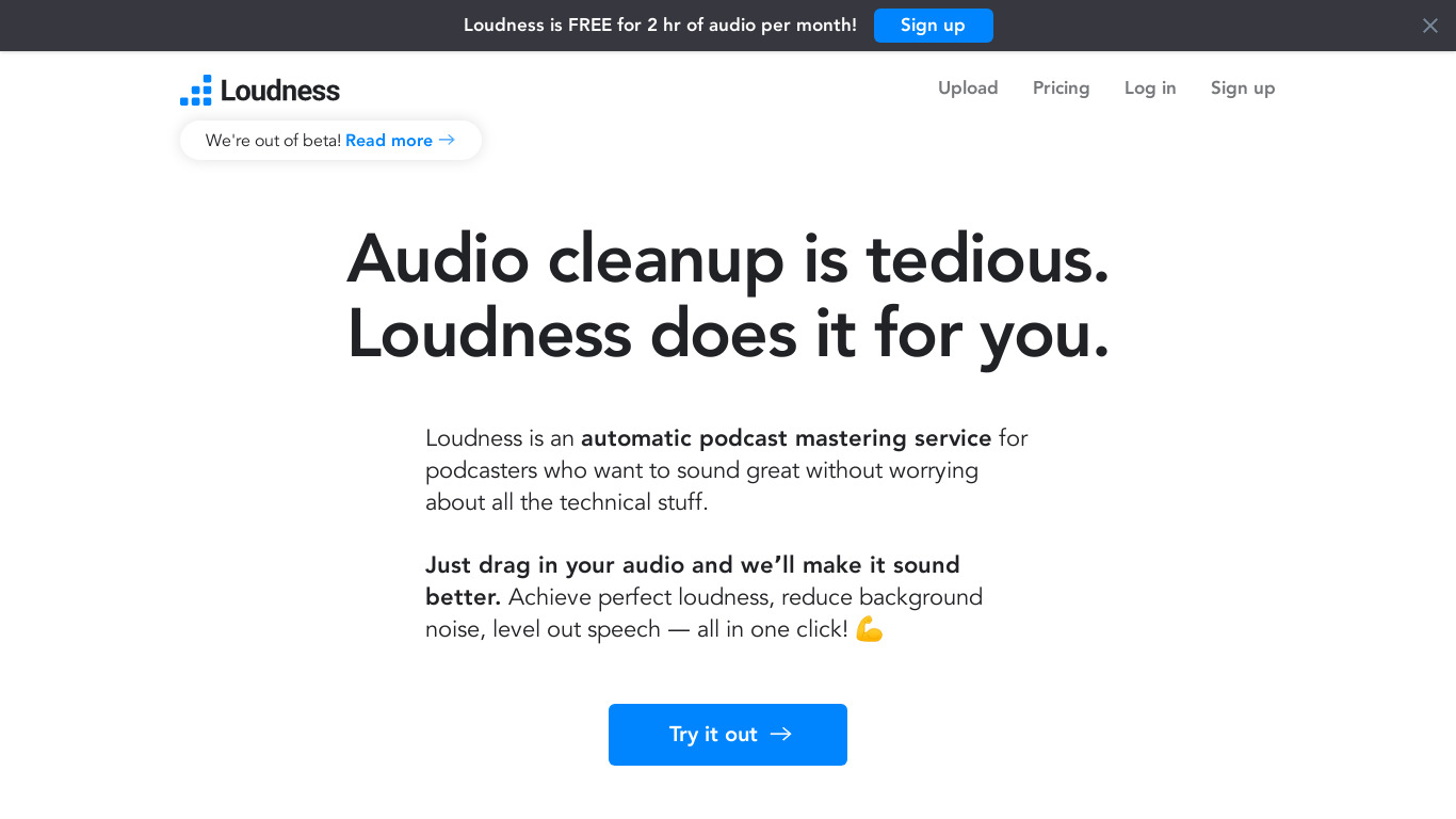 Loudness.fm Landing page