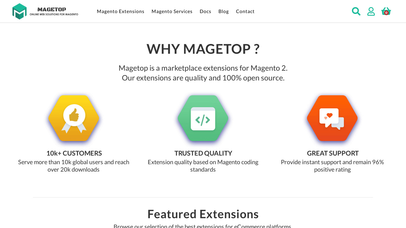 Magetop Landing page