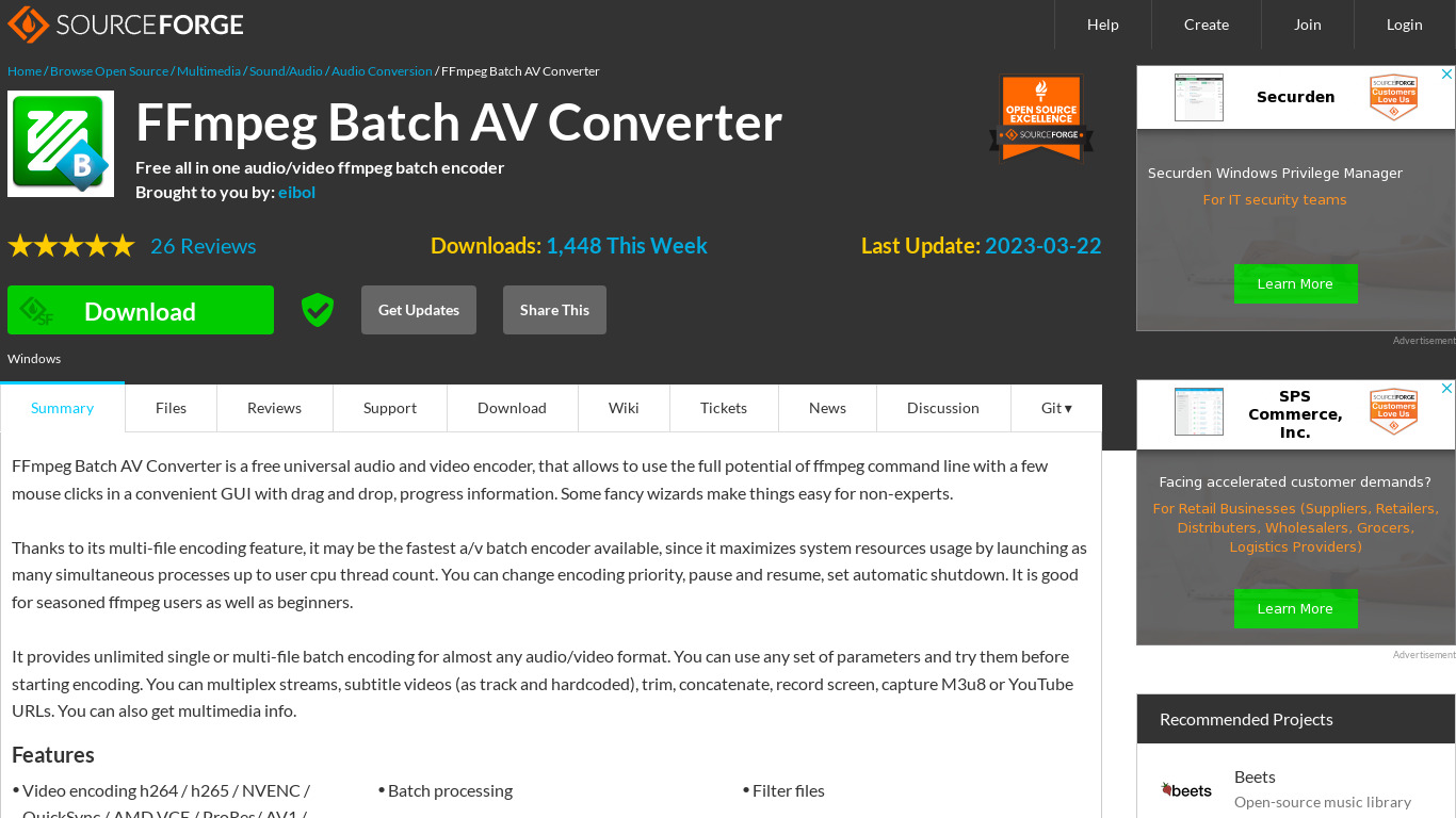 FFmpeg Batch A/V Converter Landing page