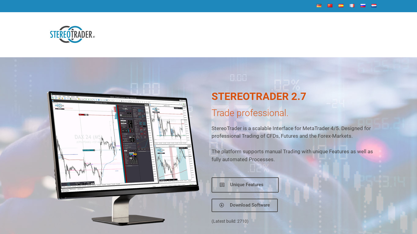 StereoTrader Landing page