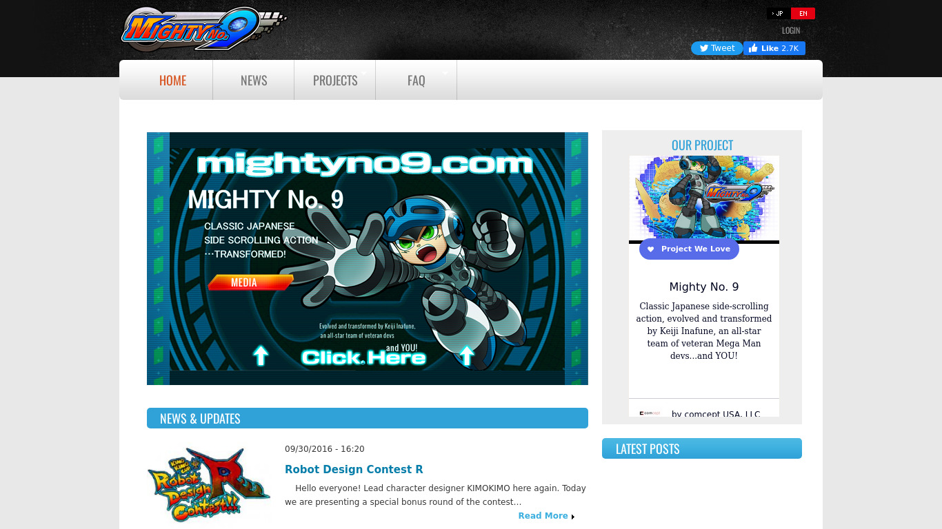Mighty No. 9 Landing page