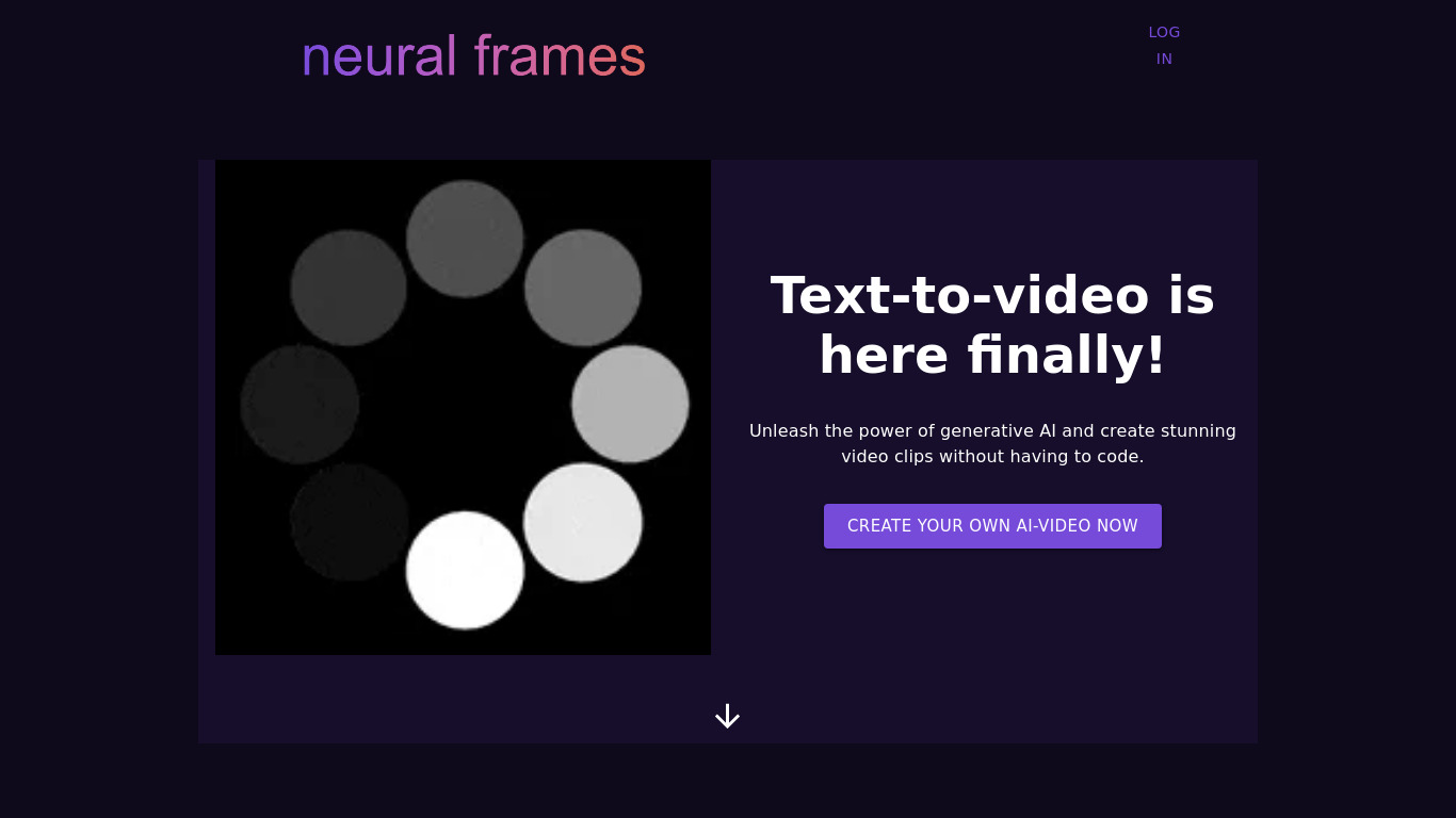 neural frames Landing page
