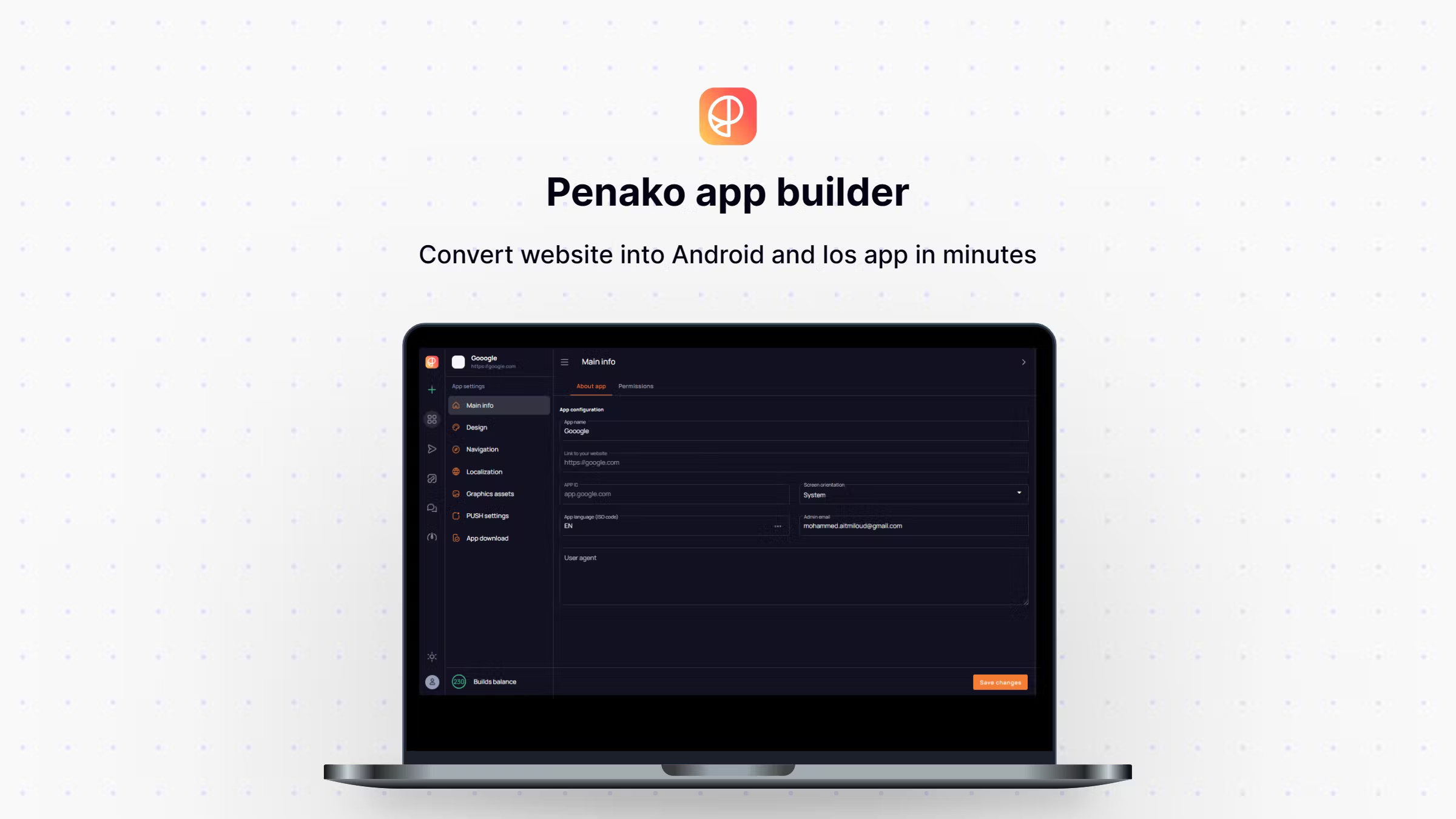 Penako Landing page