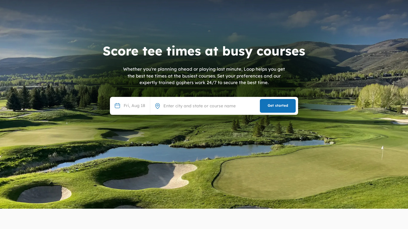 Loop Golf Landing page