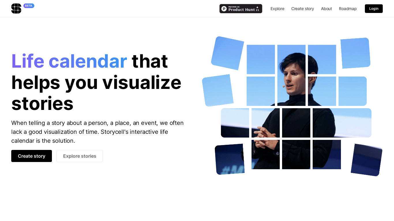 Storycell Landing page