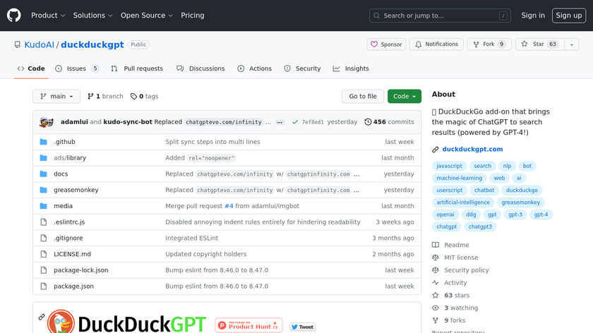 DuckDuckGPT Landing Page