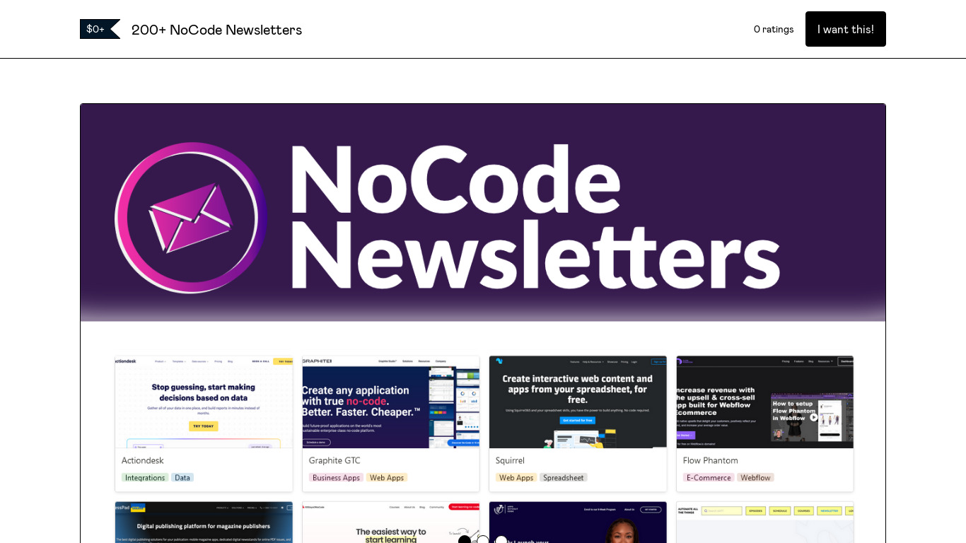 NoCode Newsletters Landing page