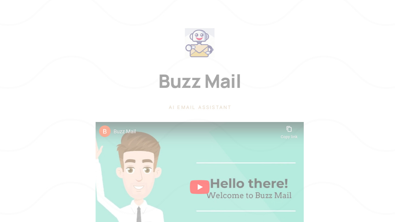 Buzz Mail Landing page