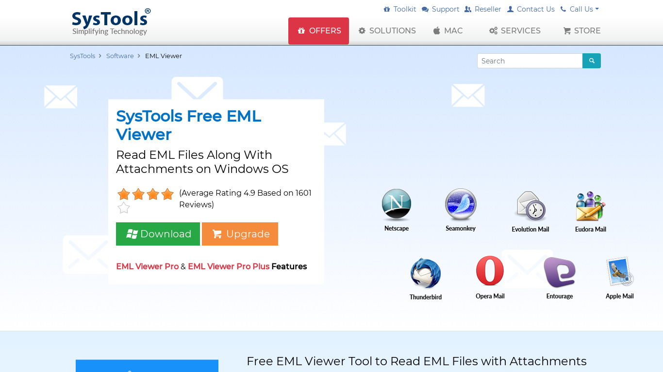 SysTools EML Viewer Landing page