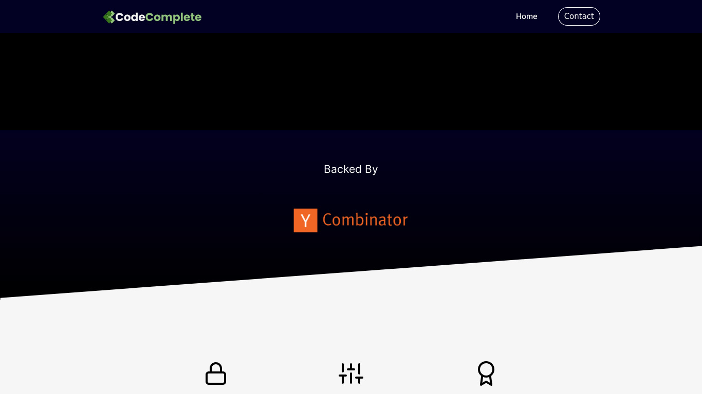 CodeComplete AI Landing page