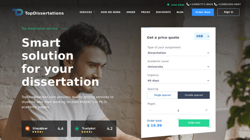 TopDissertations Landing Page