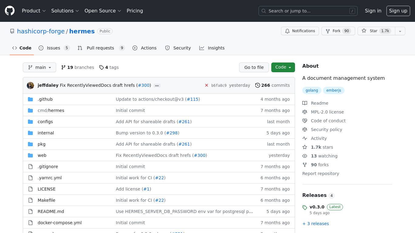 HashiCorp Hermes Landing page