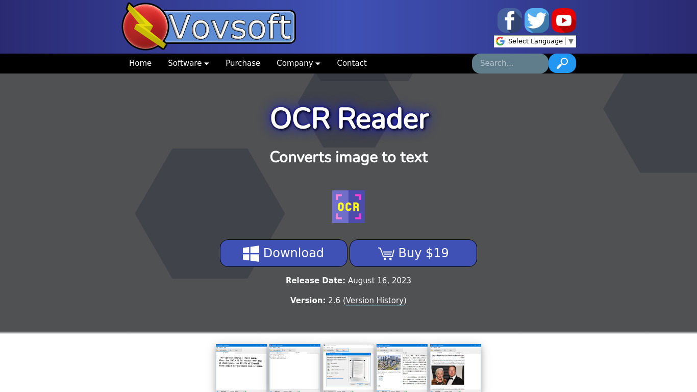 Vovsoft  OCR Reader Landing page