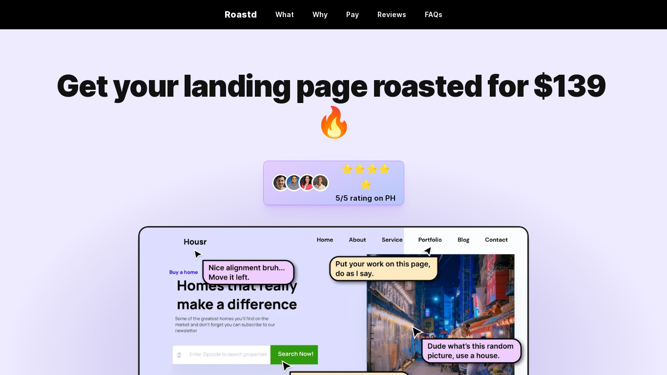 Roastd Landing page
