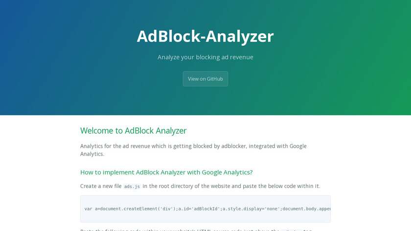 AdBlock Analyzer Landing Page
