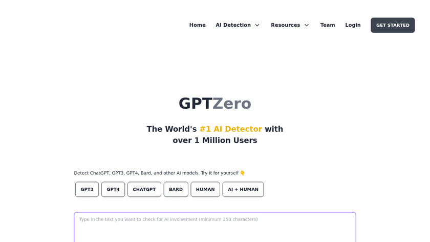 GPTZero Landing Page