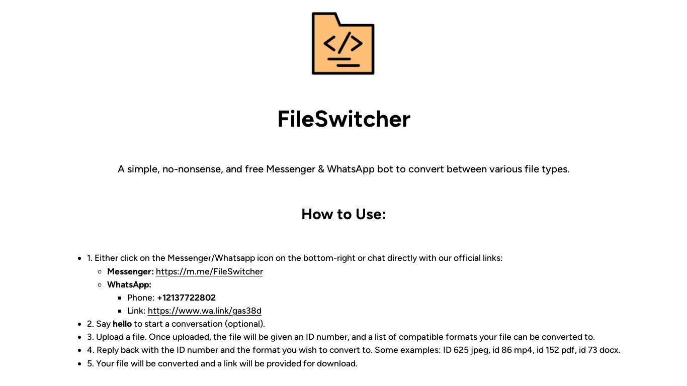 FileSwitcher Landing page