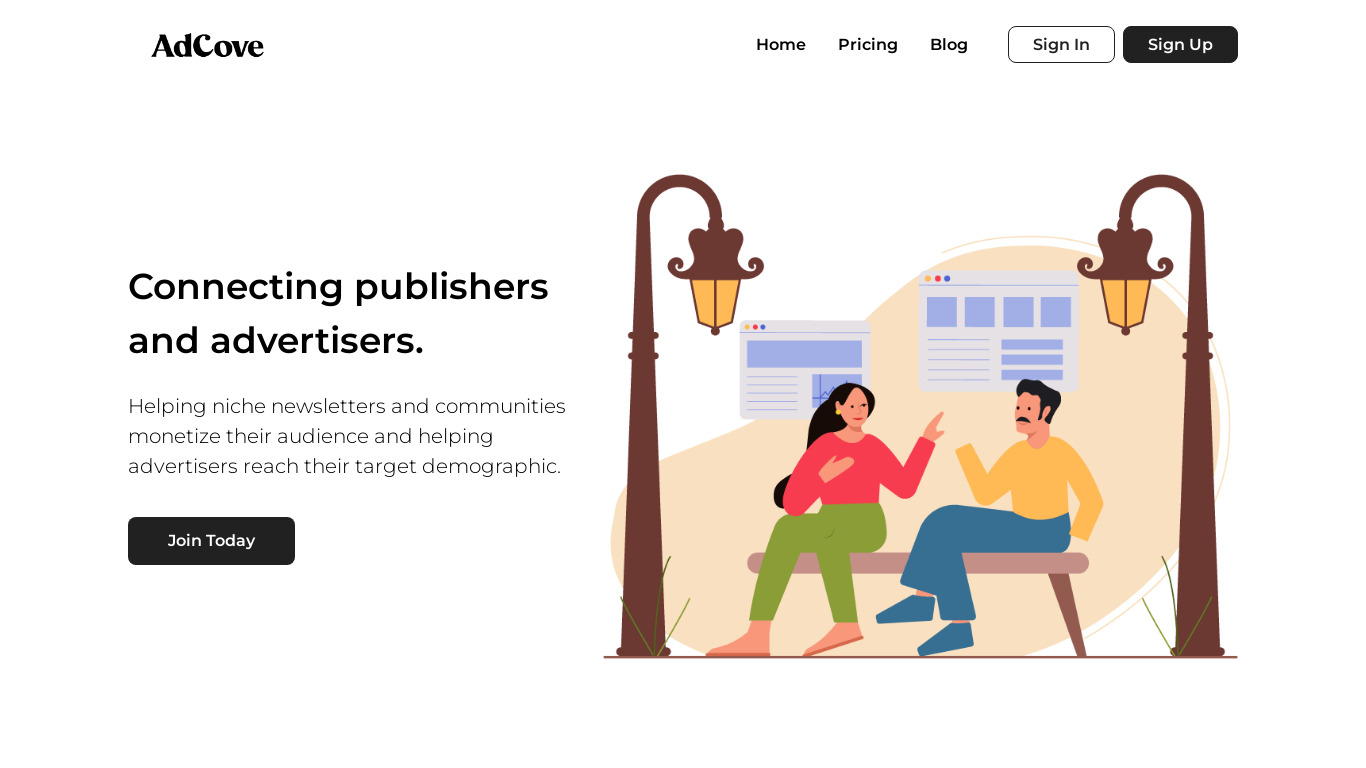 AdCove Landing page