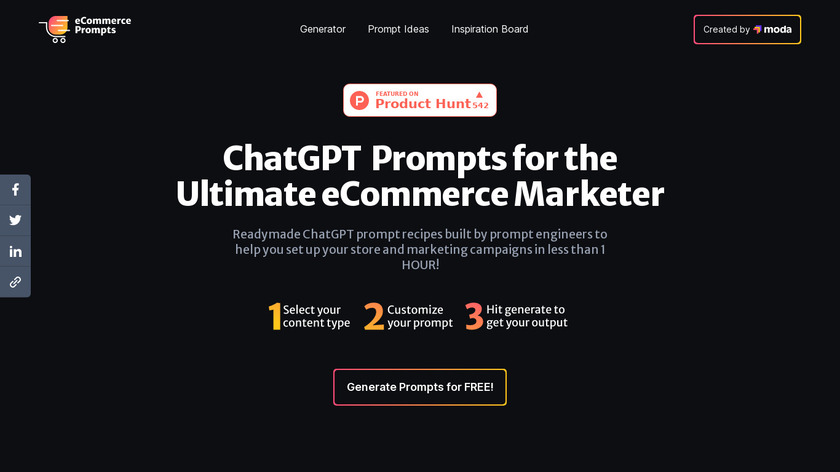 ChatGPT eCommerce Prompts Landing Page