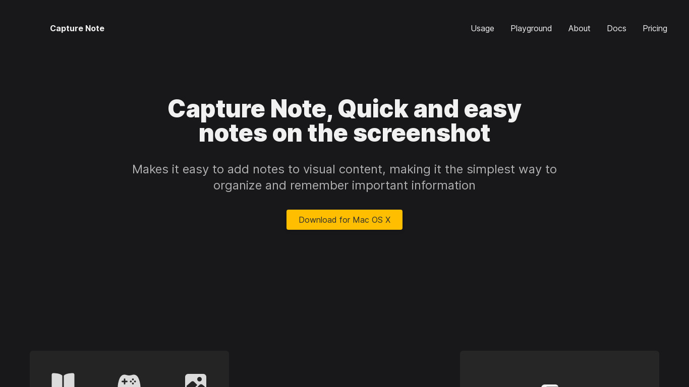 Capture Note Landing page
