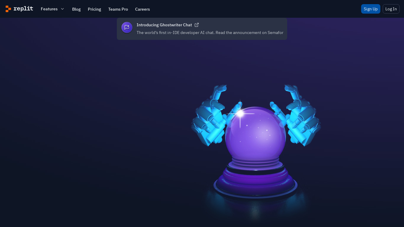 Replit Ghostwriter Landing page