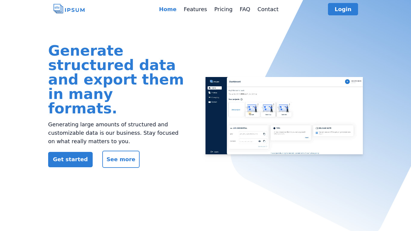 ipsumdb Landing page