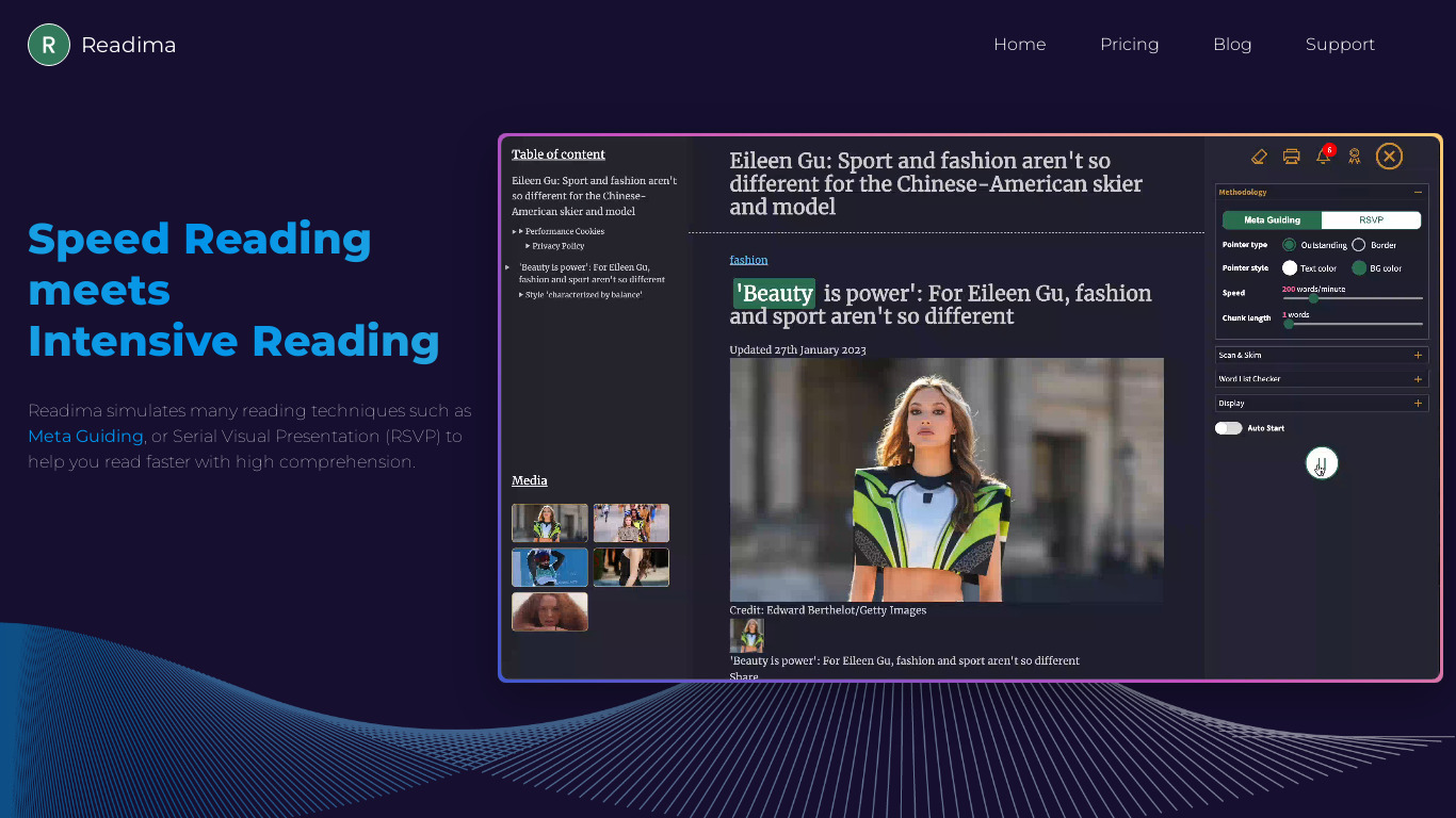 Readima Landing page