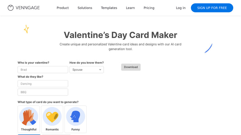Venngage Valentine Card Maker Landing Page